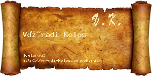 Váradi Kolos névjegykártya